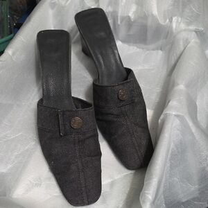 Chic Black Women's Mules with Button Detail